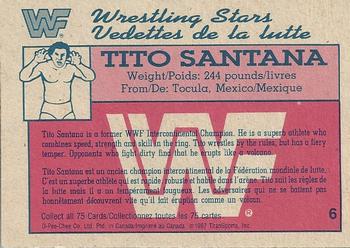 1987 O-Pee-Chee WWF #6 Tito Santana Back