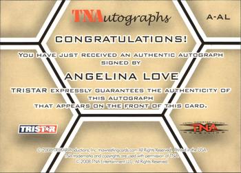 2008 TriStar TNA Impact - Autographs #A-AL Angelina Love  Back