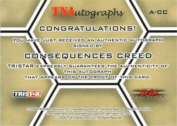 2008 TriStar TNA Impact - Autographs #A-CC2 Consequences Creed  Back