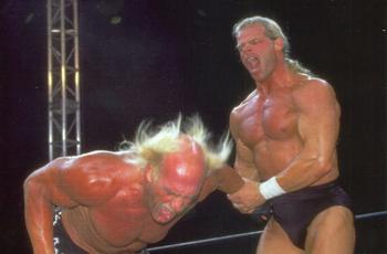 1998 Panini WCW/nWo Photocards #30 Hollywood Hogan vs Lex Luger Front