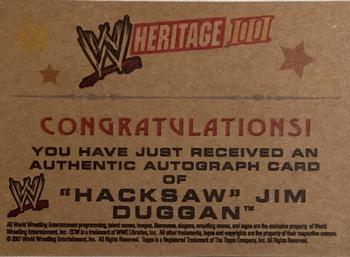 2007 Topps Heritage III WWE - Autographs #NNO Hacksaw Jim Duggan  Back
