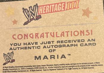 2007 Topps Heritage III WWE - Autographs #NNO Maria  Back