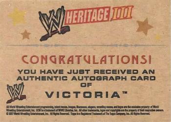 2007 Topps Heritage III WWE - Autographs #NNO Victoria  Back