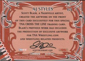 2008 TriStar TNA Cross the Line #65 A.J. Styles  Back