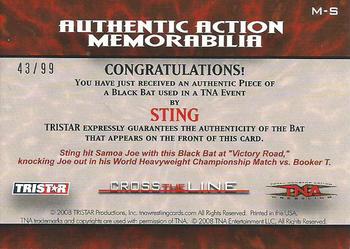2008 TriStar TNA Cross the Line - Authentic Action Memorabilia #M-S Sting  Back