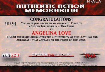 2008 TriStar TNA Cross the Line - Authentic Action Autographed Memorabilia #MALA Angelina Love  Back