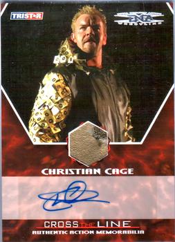 2008 TriStar TNA Cross the Line - Authentic Action Autographed Memorabilia #MCCA Christian Cage  Front