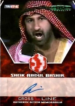 2008 TriStar TNA Cross the Line - Authentic Action Autographed Memorabilia Green #MABA Sheik Abdul Bashir  Front