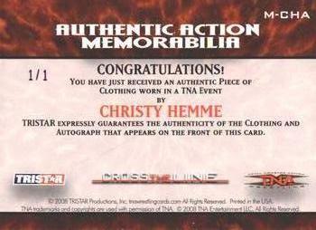 2008 TriStar TNA Cross the Line - Authentic Action Autographed Memorabilia Purple #MCHA Christy Hemme  Back