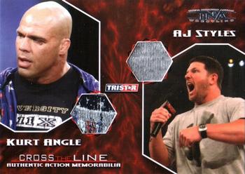 2008 TriStar TNA Cross the Line - Authentic Action Memorabilia Dual #MAS2 Kurt Angle / A.J. Styles  Front