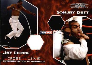 2008 TriStar TNA Cross the Line - Authentic Action Memorabilia Dual #MDL2 Sonjay Dutt / Jay Lethal  Front