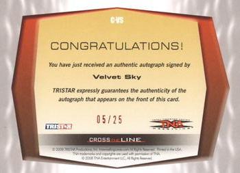 2008 TriStar TNA Cross the Line - Autographs Red #C-VS Velvet Sky  Back