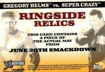2006 Topps Heritage II WWE - Ringside Relics Doubles #NNO Gregory Helms / Super Crazy  Back