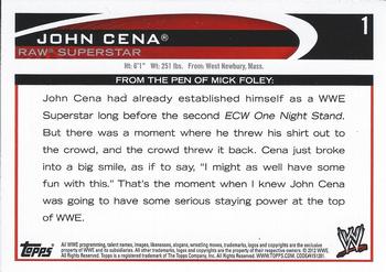 2012 Topps WWE #1 John Cena  Back