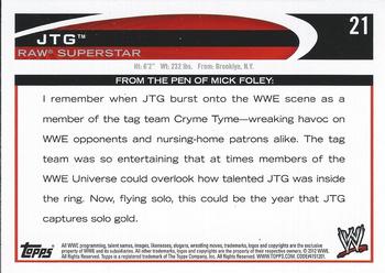 2012 Topps WWE #21 JTG  Back