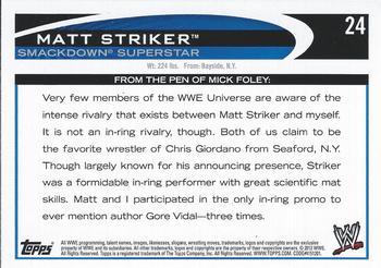 2012 Topps WWE #24 Matt Striker  Back