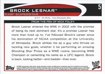 2012 Topps WWE #5 Brock Lesnar  Back