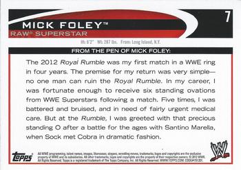 2012 Topps WWE #7a Mick Foley  Back