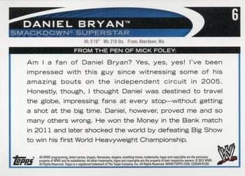 2012 Topps WWE - Blue #6 Daniel Bryan  Back