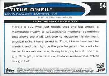 2012 Topps WWE - Blue #54 Titus O'Neil  Back