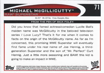 2012 Topps WWE - Blue #71 Michael McGillicutty  Back