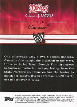 2012 Topps WWE - Divas Class of 2012 #5 Cameron  Back