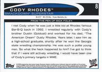 2012 Topps WWE - Purple #8 Cody Rhodes  Back