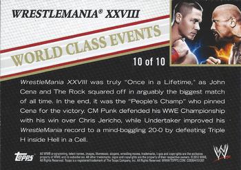 2012 Topps WWE - World Class Events #10 WrestleMania XXVIII  Back
