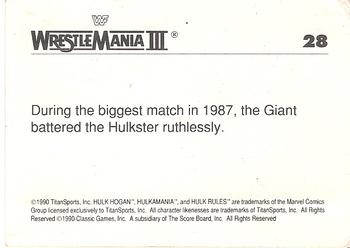 1990 Classic WWF The History of Wrestlemania #28 Hulk Hogan / Andre the Giant Back