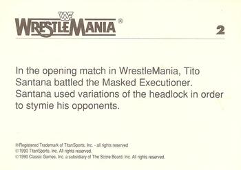 1990 Classic WWF The History of Wrestlemania #2 Tito Santana / Masked Executioner Back