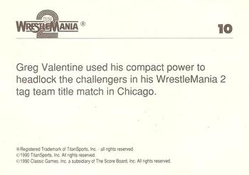 1990 Classic WWF The History of Wrestlemania #10 Greg Valentine Back