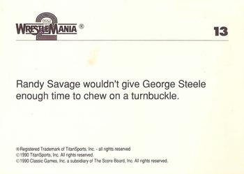 1990 Classic WWF The History of Wrestlemania #13 Macho Man Randy Savage / George The Animal Steele Back