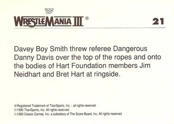 1990 Classic WWF The History of Wrestlemania #21 Davey Boy Smith / Danny Davis Back