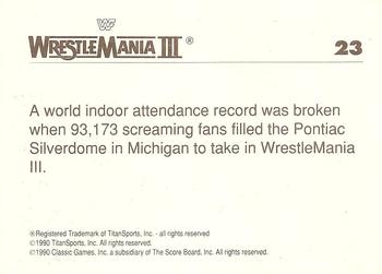 1990 Classic WWF The History of Wrestlemania #23 Pontiac Silverdome Back