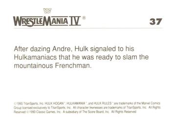 1990 Classic WWF The History of Wrestlemania #37 Hulk Hogan / Andre the Giant Back