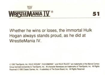 1990 Classic WWF The History of Wrestlemania #51 Hulk Hogan Back