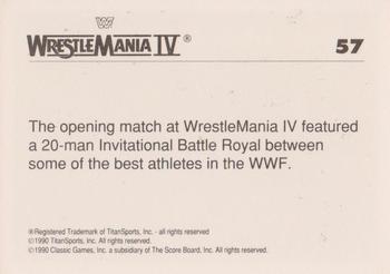 1990 Classic WWF The History of Wrestlemania #57 Wrestlemania IV Battle Royal Back