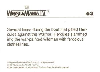 1990 Classic WWF The History of Wrestlemania #63 Hercules / Ultimate Warrior Back