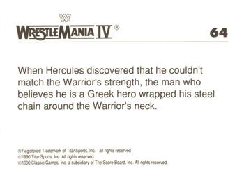 1990 Classic WWF The History of Wrestlemania #64 Hercules / Ultimate Warrior Back