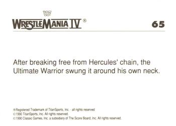 1990 Classic WWF The History of Wrestlemania #65 Ultimate Warrior Back