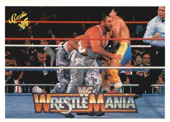 1990 Classic WWF The History of Wrestlemania #92 Bushwhackers / Rougeau Brothers Front
