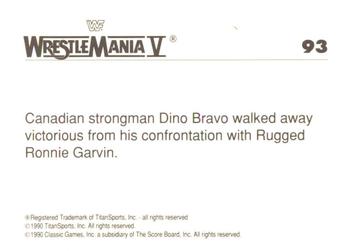 1990 Classic WWF The History of Wrestlemania #93 Dino Bravo / Ronnie Garvin Back