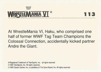 1990 Classic WWF The History of Wrestlemania #113 Haku / Andre the Giant Back