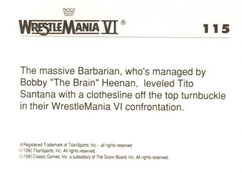 1990 Classic WWF The History of Wrestlemania #115 Barbarian / Tito Santana Back