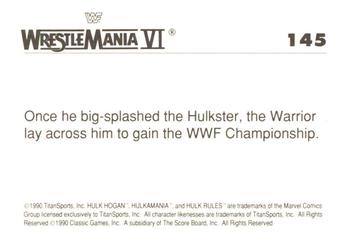 1990 Classic WWF The History of Wrestlemania #145 Hulk Hogan / Ultimate Warrior Back
