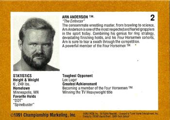 1991 Championship Marketing WCW #2 Arn Anderson Back