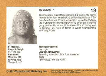 1991 Championship Marketing WCW #19 Sid Vicious Back