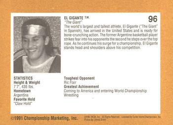 1991 Championship Marketing WCW #96 El Gigante and the Champ Back
