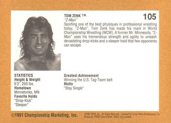 1991 Championship Marketing WCW #105 Z-Man Tom Zenk Back