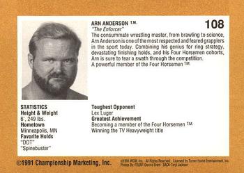 1991 Championship Marketing WCW #108 Arn Anderson in Action Back